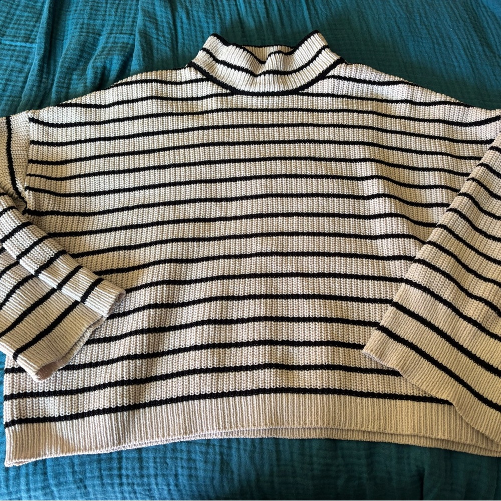 Striped Black and Cream Women's Sweater